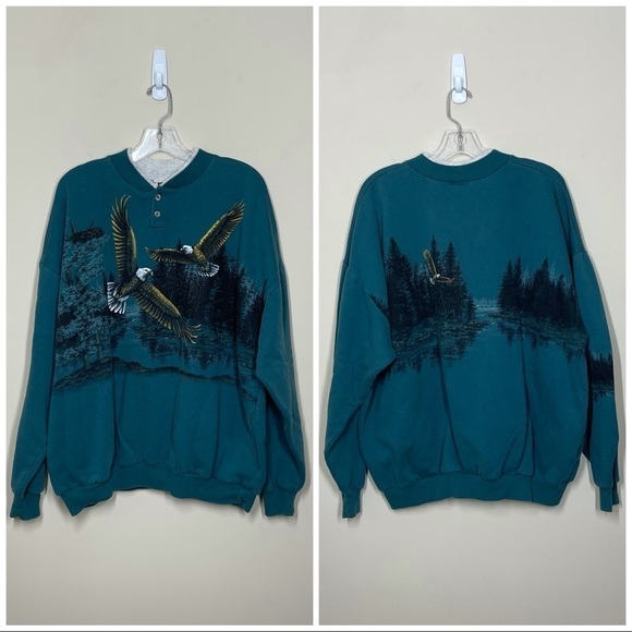 Art Unlimited Eagle Crewneck Vintage Doublesided - Picture 1 of 8